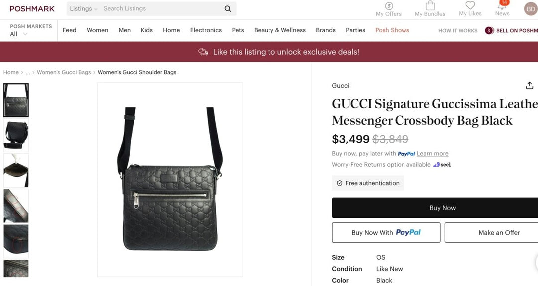 Gucci Guccissima Signature Messenger Bag Black - Handbags - Jawns on Fire Sneakers &amp; Shoes