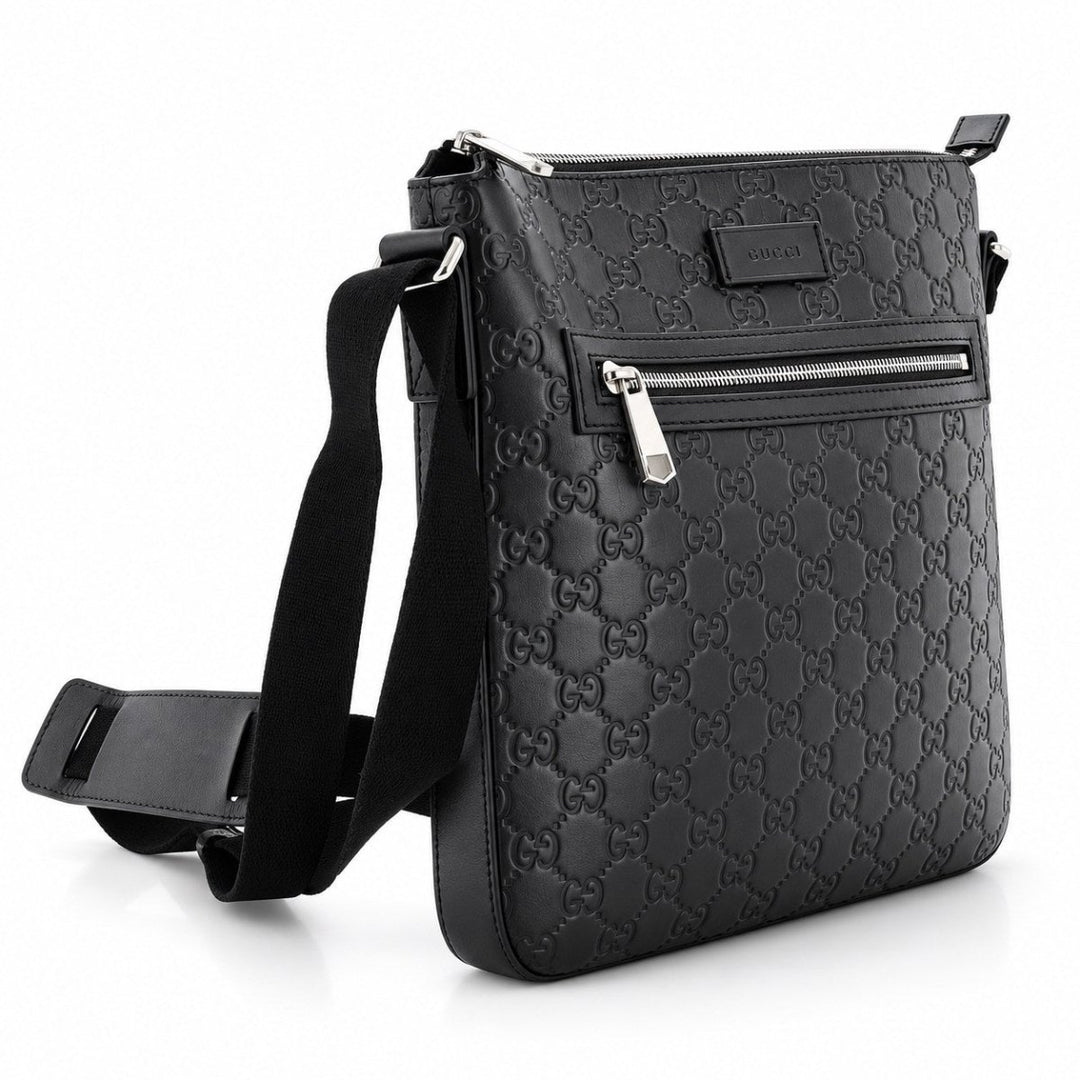 Gucci Guccissima Signature Messenger Bag Black - Handbags - Jawns on Fire Sneakers &amp; Shoes