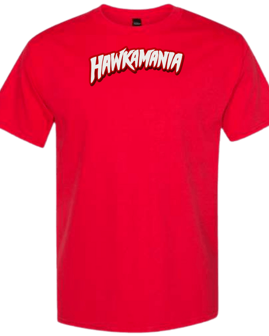 Haddon Twp Youth Wrestling Hawkamania T-Shirt - Red - Front & Back - Short Sleeve - Jawns on Fire Sneakers & Shoes