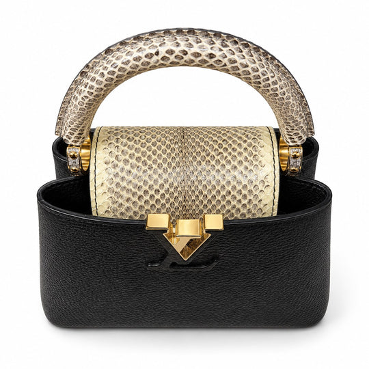 Louis Vuitton Capucines Mini Black Bag Leather with Snakeskin