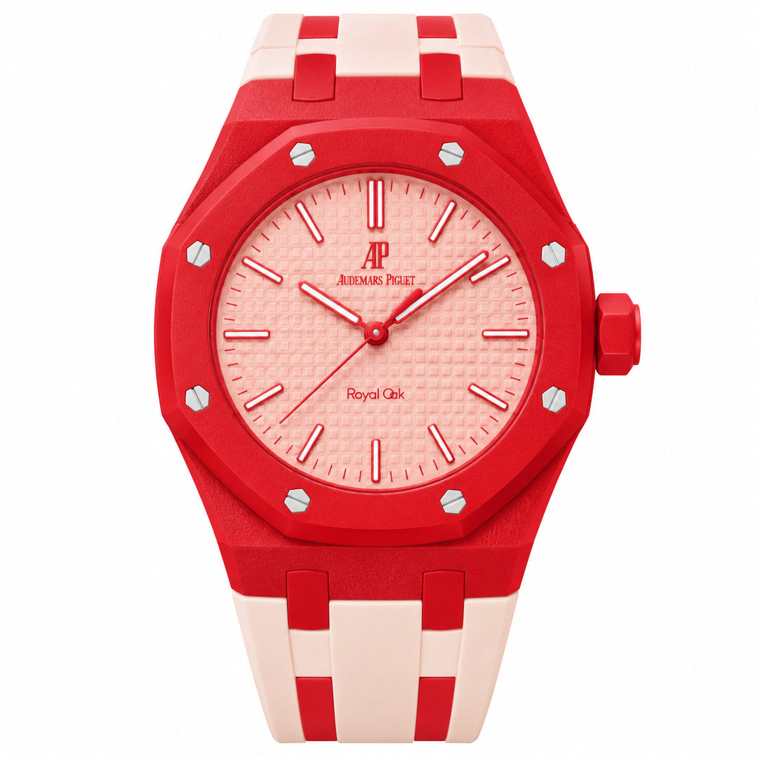 NOT AP Swatch Pink Face Thick Red Bezel- With Box