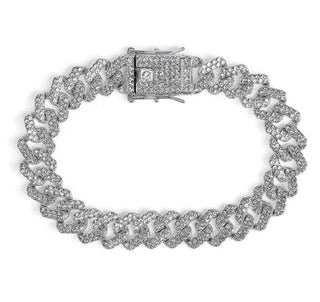 Invicta Elements Men's Iced out Cuban Chain Bracelet, Silver 80827