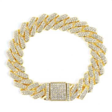 Invicta Elements Men's Ultra Iced Out Cuban Chain Bracelet, Gold 80819