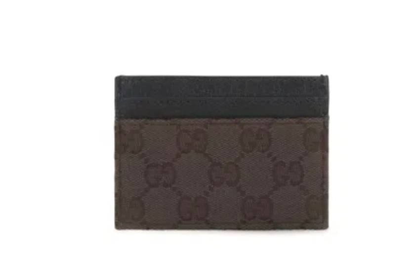 D Gucci Brown and Monogram Canvas Card Holder