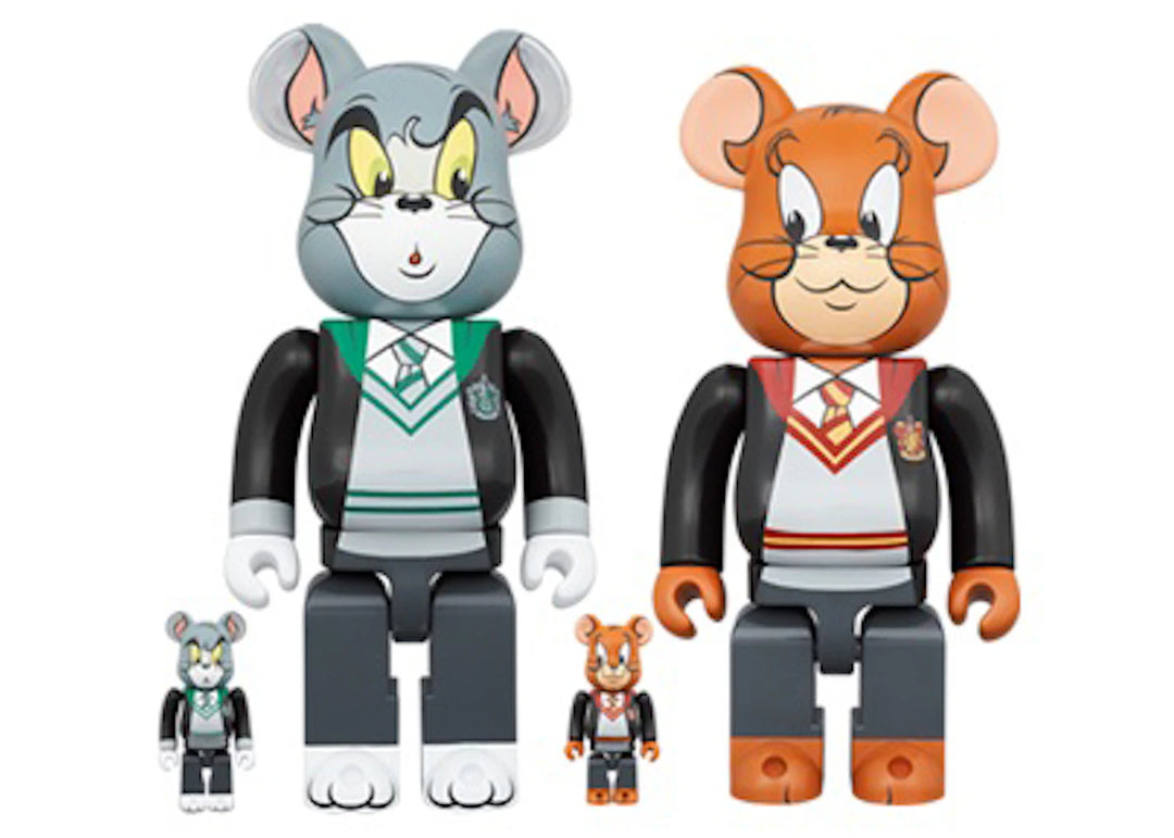 Bearbrick x Tom and Jerry in Hogwarts House Robes 100% &amp; 400% 4-Pc Set