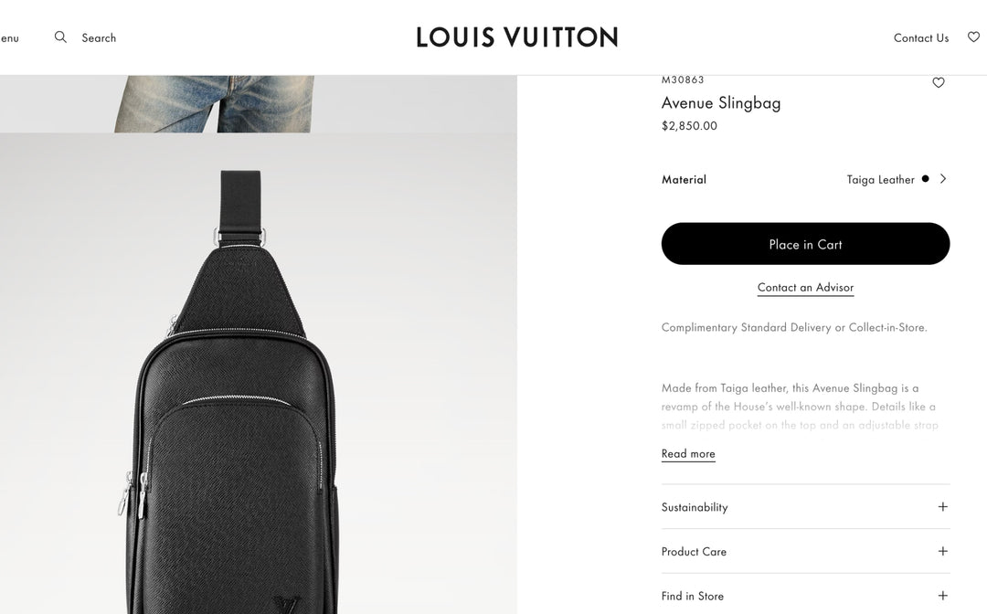 Louis Vuitton Taiga Avenue Black Sling Bag