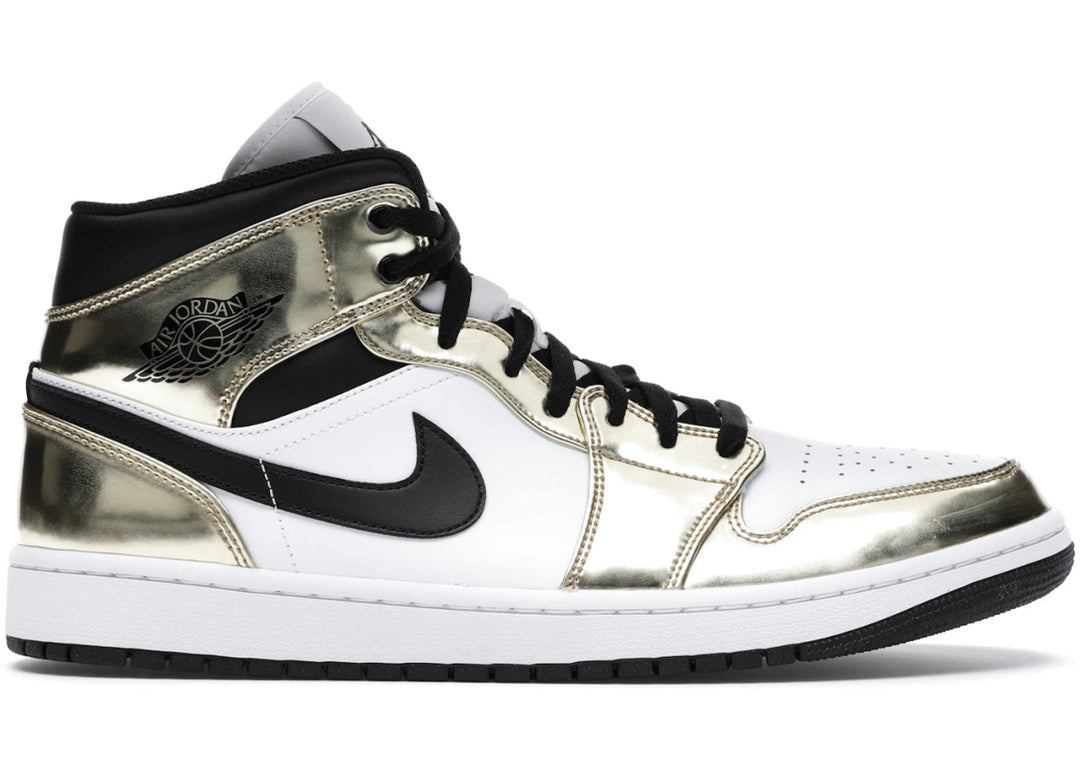 Jordan 1 Mid Metallic Gold Black White - Sneakers - Jawns on Fire Sneakers & Shoes