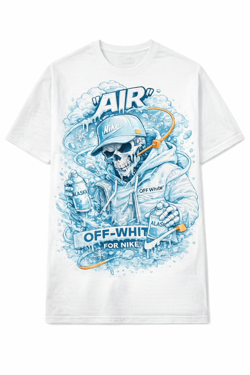 Jordan 1 OFF White Alaska Custom AIR Skelator - Original Jawns - White T-Shirt - T-Shirt - Jawns on Fire Sneakers & Shoes