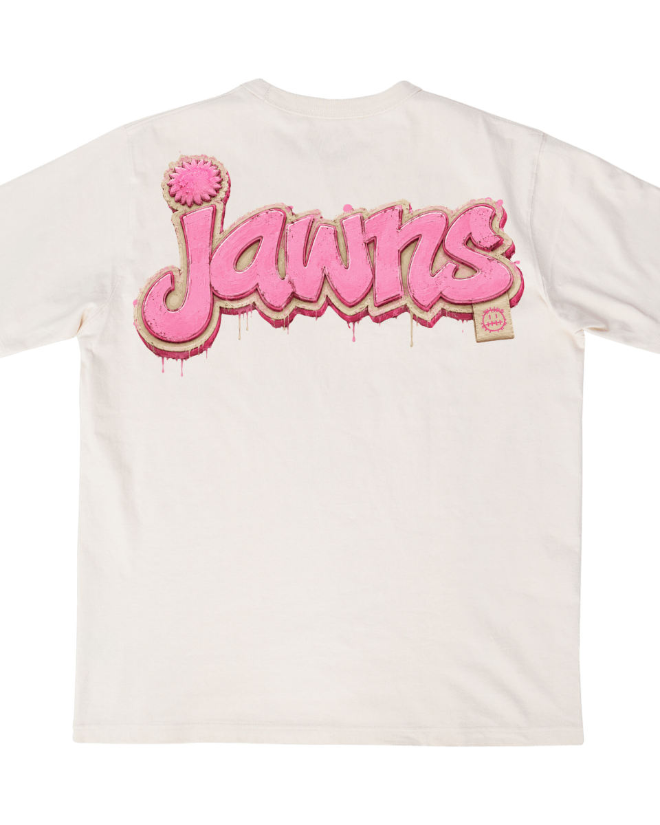 Jordan 1 Travis Scott Pink JAWNS Pink Tag - Tan T-Shirt - Only Jawns - T-Shirt - Jawns on Fire Sneakers & Shoes