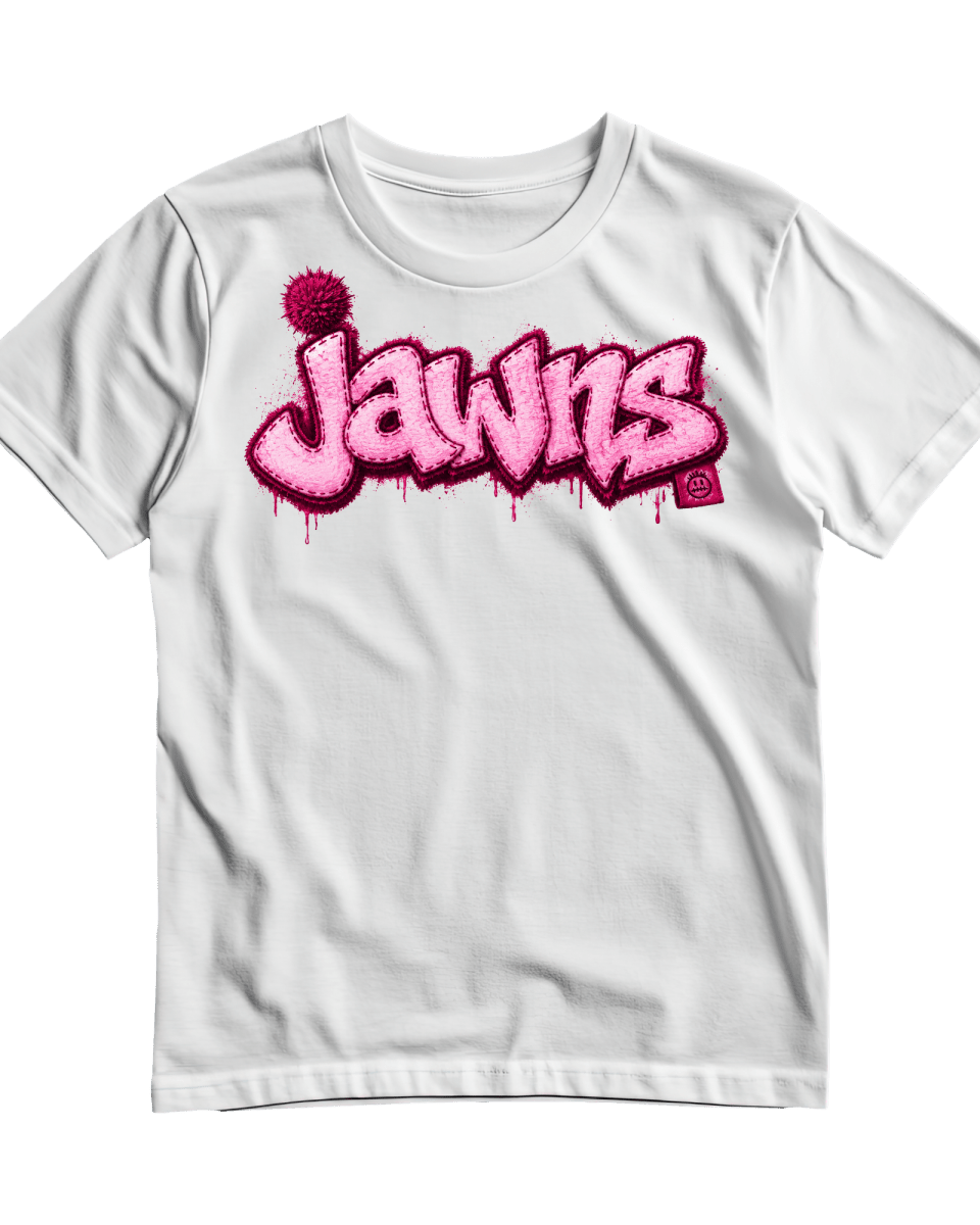 Jordan 1 Travis Scott Pink JAWNS Red Tag - White T-Shirt - Only Jawns - T-Shirt - Jawns on Fire Sneakers & Shoes