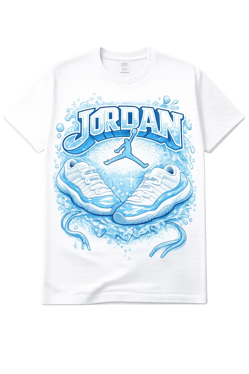 Jordan 11 Low UNC Custom Jumpman - Original Jawns - White T-Shirt - T-Shirt - Jawns on Fire Sneakers & Shoes