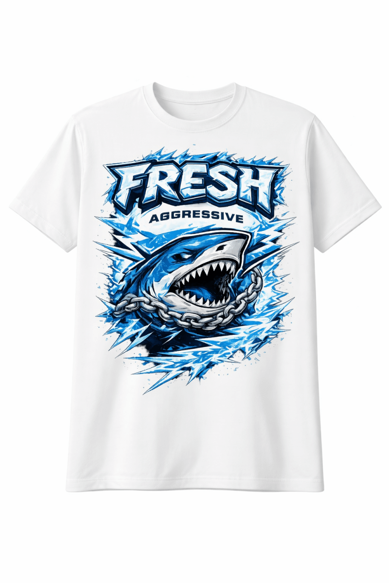 Jordan 11 UNC Low Custom Shark Fresh Aggresive - Original Jawns - White T-Shirt - T-Shirt - Jawns on Fire Sneakers & Shoes