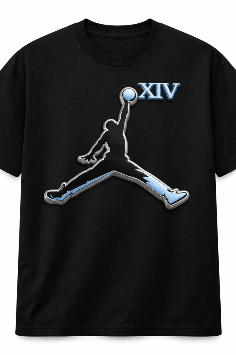 Jordan 14 UNC Custom Jumpman Roman 14 - Original Jawns - Black T-Shirt - T-Shirt - Jawns on Fire Sneakers & Shoes