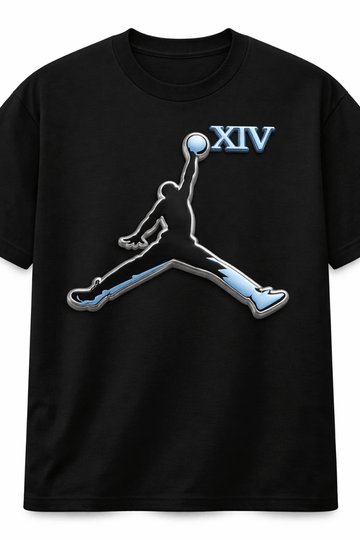 Jordan 14 UNC Custom Jumpman Roman 14- Original Jawns- Black T-Shirt