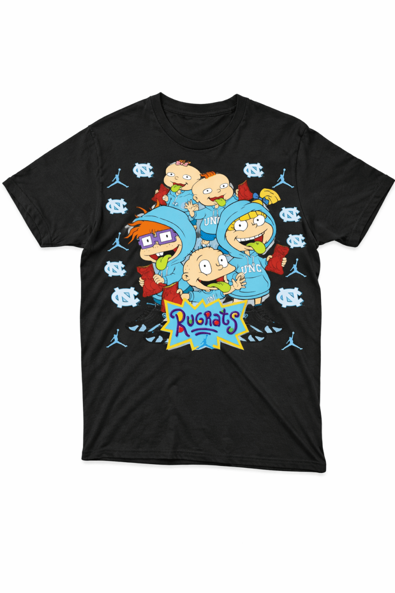 Jordan 14 UNC Custom Rugrats UNC - Original Jawns - Black T-Shirt - T-Shirt - Jawns on Fire Sneakers & Shoes