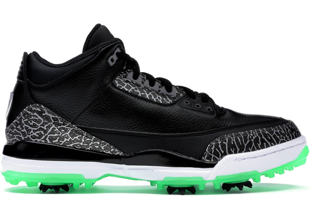 Jordan 3 Retro Golf Black Green Glow - Sneakers - Jawns on Fire Sneakers & Shoes