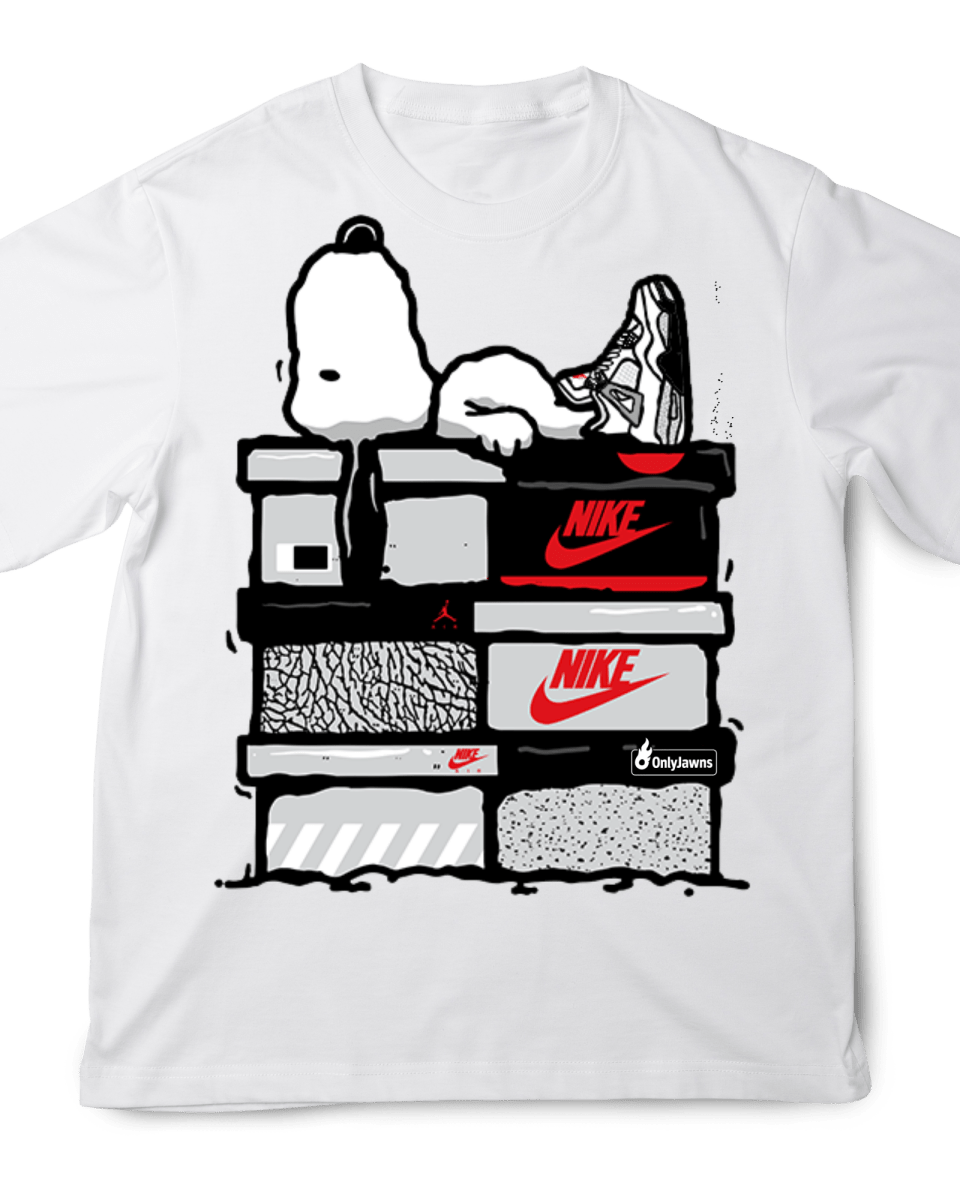 Jordan 4 White Cement Snoopy - Original Jawns - White T-Shirt - T-Shirt - Jawns on Fire Sneakers & Shoes