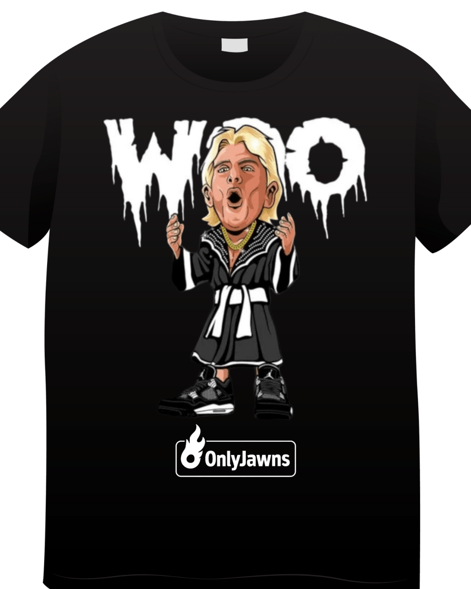 Jordan 4 White Thunder Ric Flair WOO - Original Jawns - Black T-Shirt - T-Shirt - Jawns on Fire Sneakers & Shoes