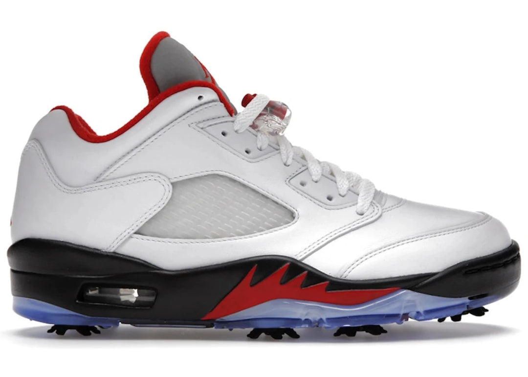 Jordan 5 Retro Low Golf Fire Red (Silver Tongue) - Sneakers - Jawns on Fire Sneakers & Shoes