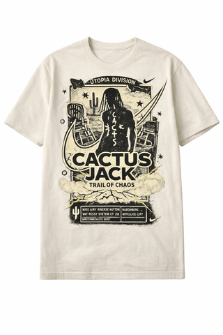 Jordan Jumpman Jack Bright Cactus Custom Cactus Jack Trail Of Chaos- Original Jawns- Cream T-Shirt