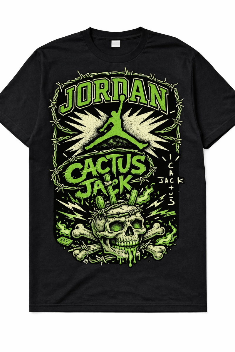 Jordan Travis Scott Jumpman Jack Green Spark Custom - Original Jawns - Black T-Shirt - T-Shirt - Jawns on Fire Sneakers & Shoes