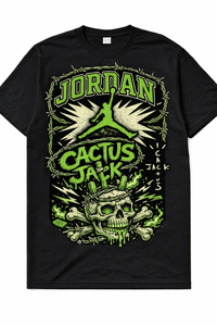 Jordan Travis Scott Jumpman Jack Green Spark Custom- Original Jawns- Black T-Shirt