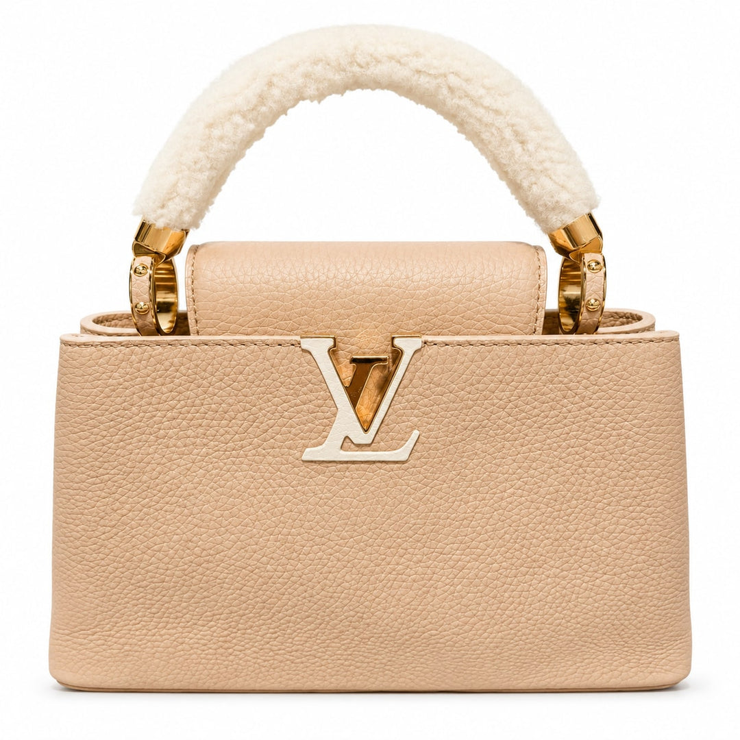 Louis Vuitton Capucines Mini Vanilla Light Beige & Brown Taurillon Leather Gold Hardware Bag
