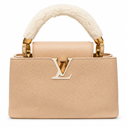 Louis Vuitton Capucines Mini Vanilla Light Beige & Brown Taurillon Leather Gold Hardware Bag