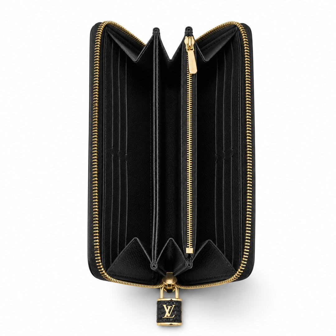 Louis Vuitton Exotic Zippy Long Wallet Lizard Noir Black
