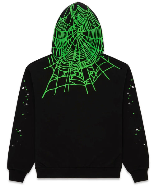 Sp5der Heavy Web Hoodie Dark Green