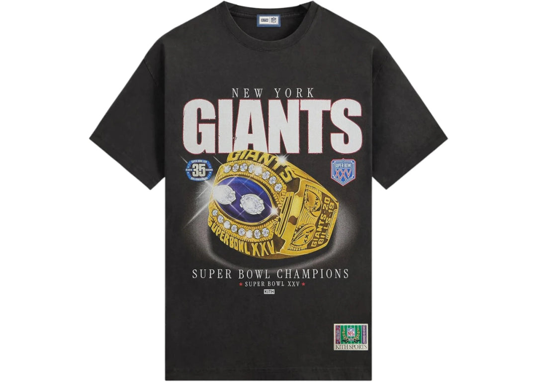 Kith x NFL New York Giants Ring Vintage Jones Tee Black - Clothing - Mens - Jawns on Fire Sneakers & Shoes