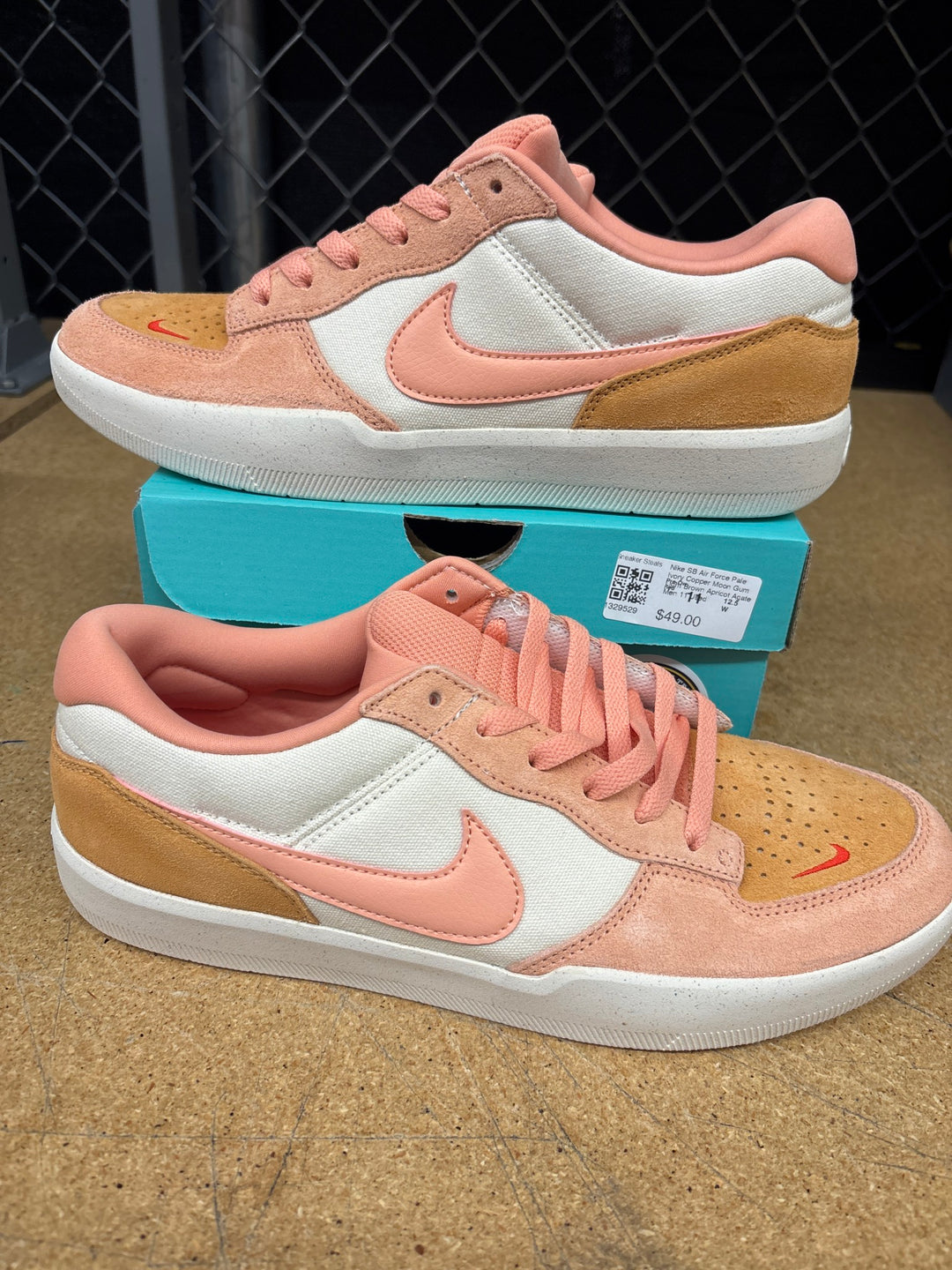 Nike SB Air Force Pale Ivory Copper Moon Gum Light Brown Apricot Agate Men 11 Used