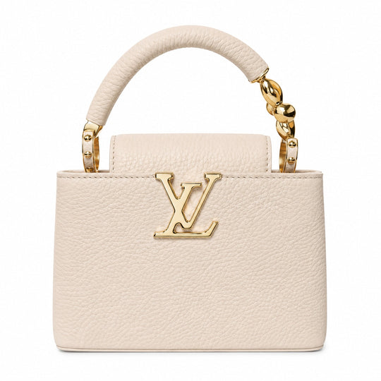 Louis Vuitton Capucine Mini Taurillon Leather Embellished Flower Ivory