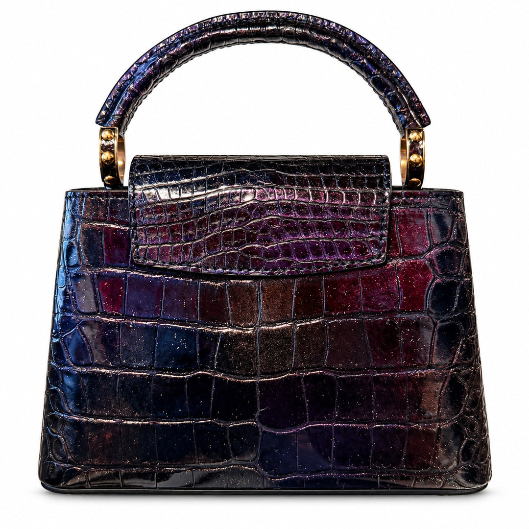 Louis Vuitton Capucines Black &amp; Purple Mini Crocodile