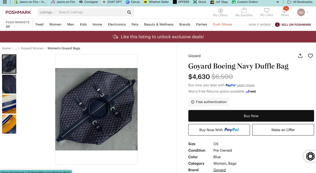 Goyard Boeing 55 Duffle Bag Navy Blue