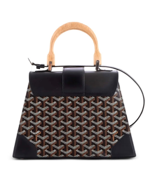 Goyard Black Goyardine Coated Canvas Saigon Structure Top Handle Bag PM