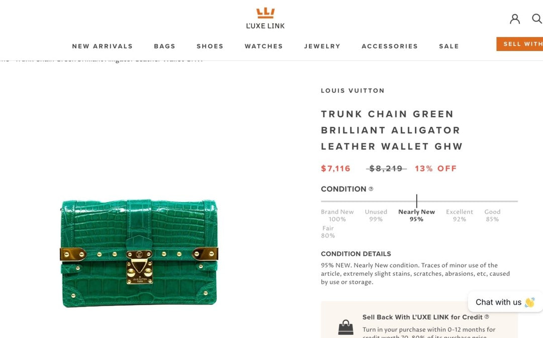 Louis Vuitton Alligator Trunk Chain Wallet Brilliant Green - Handbags - Jawns on Fire Sneakers & Shoes