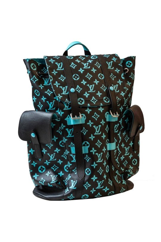 Louis Vuitton Black & Blue Monogram 3D Embossed Christopher Backpack - Handbags - Jawns on Fire Sneakers & Shoes