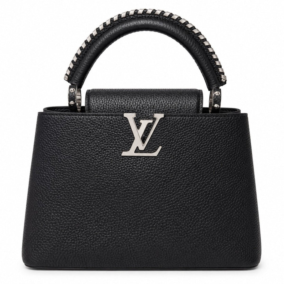 Louis Vuitton Capucine BB Black Taurillon Leather with Silver Handle - Handbags - Jawns on Fire Sneakers & Shoes