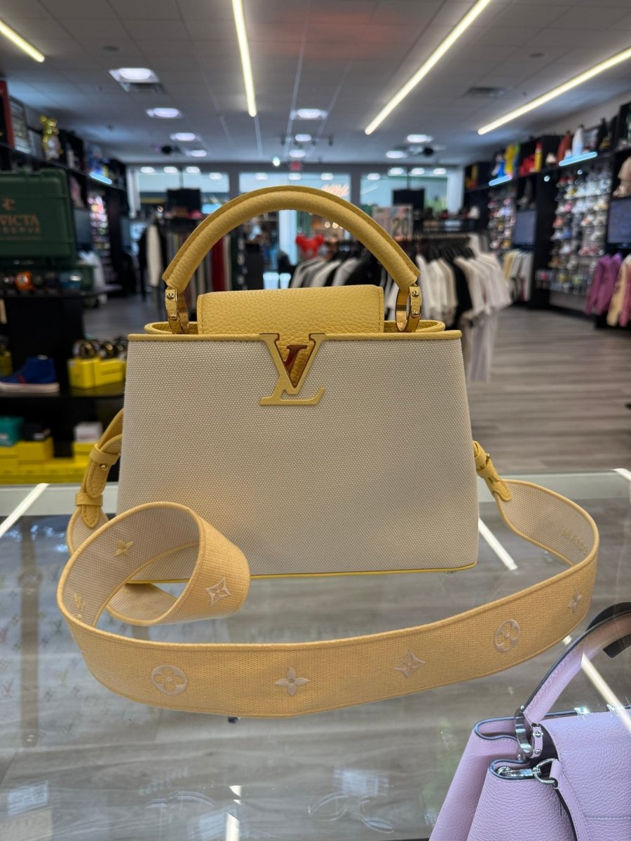 Louis Vuitton Capucine BB Canvas Top Handle Plume Yellow Bag - Handbags - Jawns on Fire Sneakers & Shoes