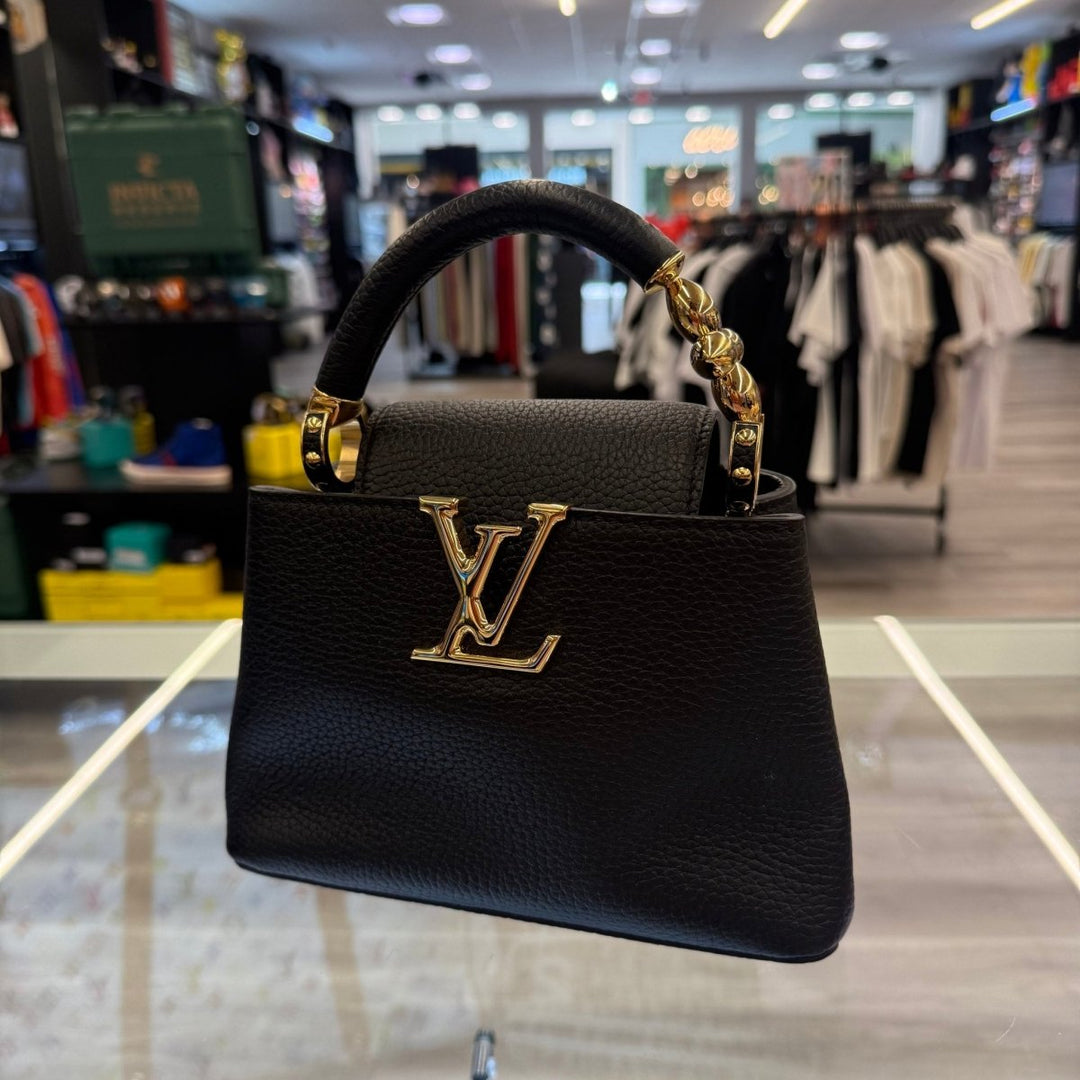 Louis Vuitton Capucine Mini MM Taurillon Leather Embellished Flower Black - Handbags - Jawns on Fire Sneakers & Shoes