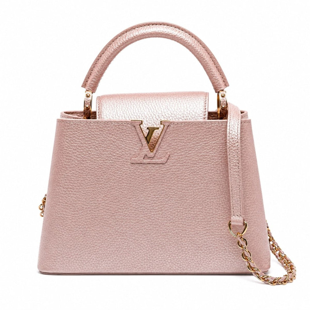 Louis Vuitton Capucines BB Pink Metallic Taurillon Leather Top Handle Bag - Handbags - Jawns on Fire Sneakers & Shoes