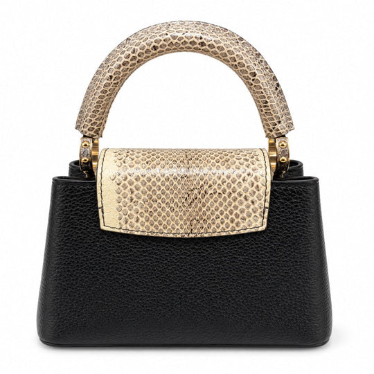 Louis Vuitton Capucines Mini Black Bag Leather with Snakeskin - Handbags - Jawns on Fire Sneakers & Shoes