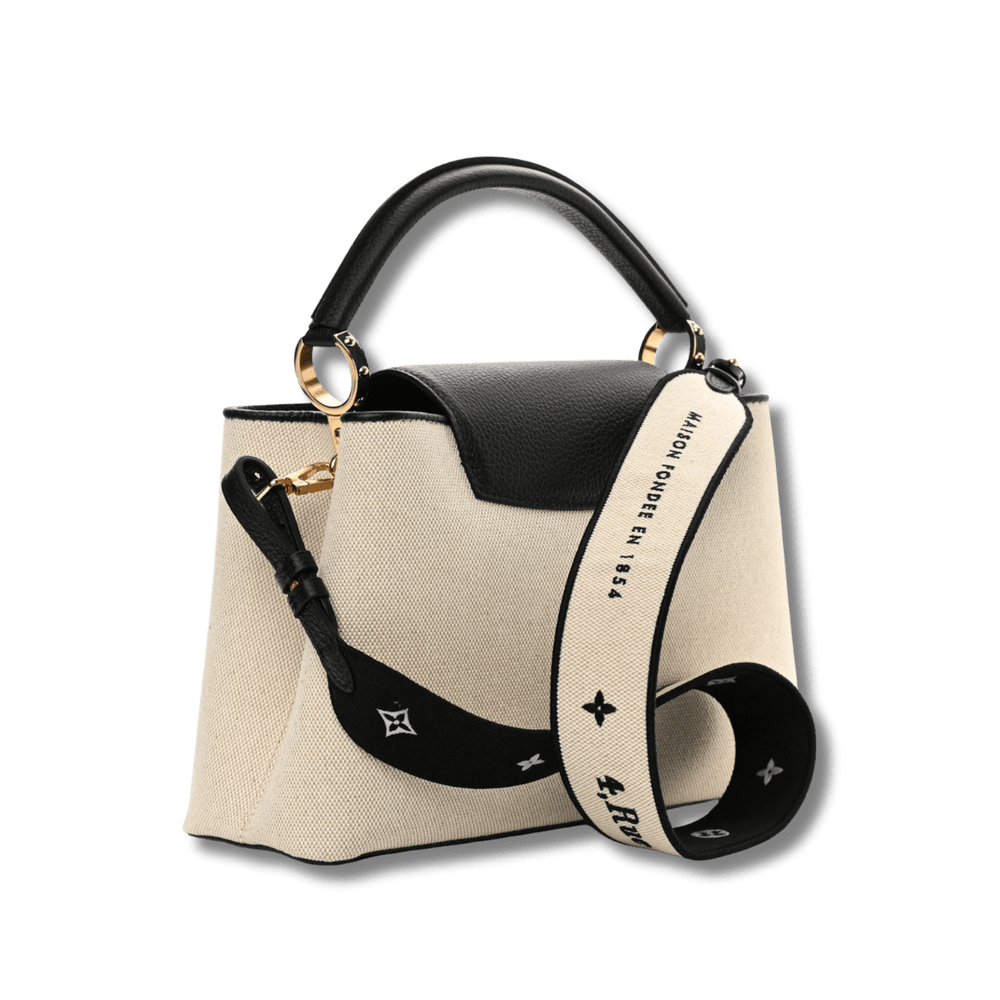 Louis Vuitton Capucines MM Black & Ecru Canvas Handbag M59872 - Handbags - Jawns on Fire Sneakers & Shoes