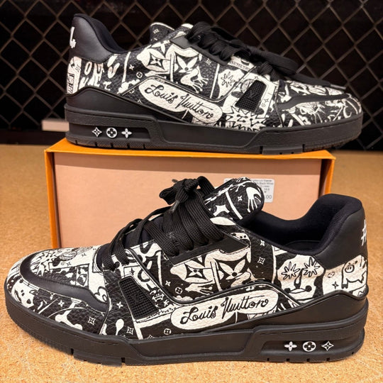 Louis Vuitton LV Trainer Comic Motifs Black White (SS23) (Men 12) Used - Sneakers - Jawns on Fire Sneakers & Shoes