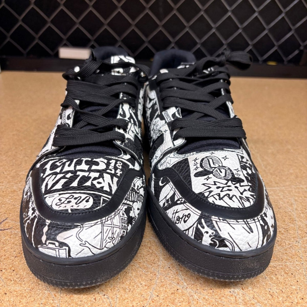 Louis Vuitton LV Trainer Comic Motifs Black White (SS23) (Men 12) Used - Sneakers - Jawns on Fire Sneakers & Shoes