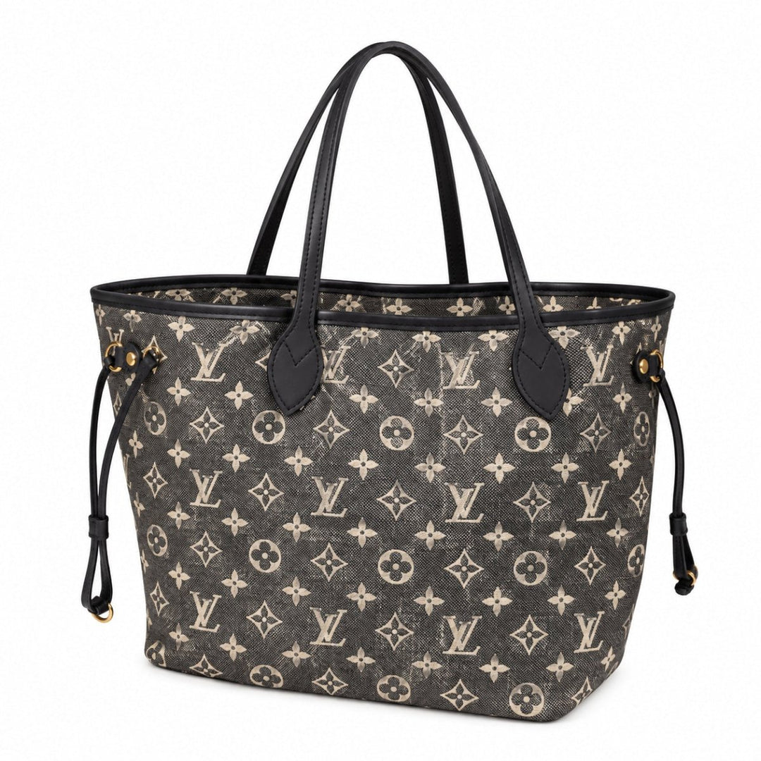 Louis Vuitton Neverfull MM Monogram Jacquard Denim - Grey / Noir - Handbags - Jawns on Fire Sneakers &amp; Shoes