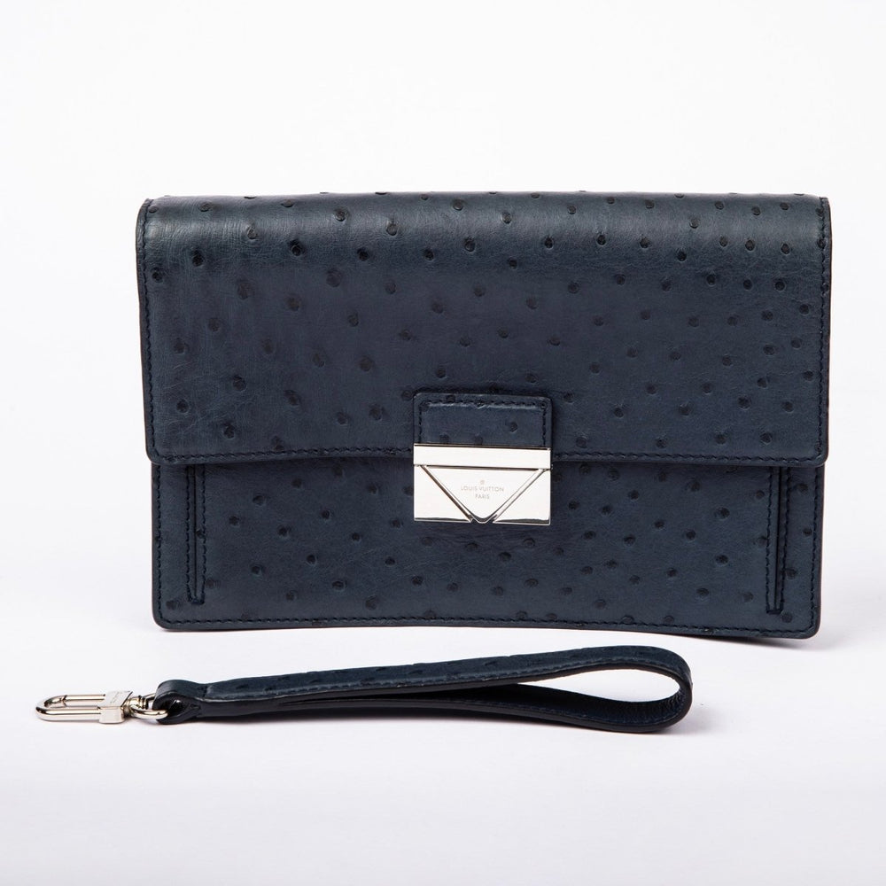 Louis Vuitton Pochette Thames Ostrich Clutch Bag Navy - Handbags - Jawns on Fire Sneakers & Shoes