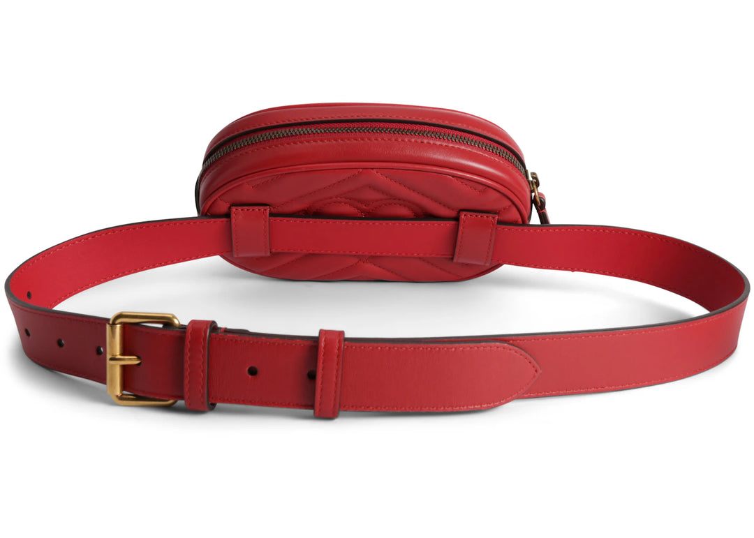 Gucci GG Marmont Belt Bag Matelasse Hibiscus Red