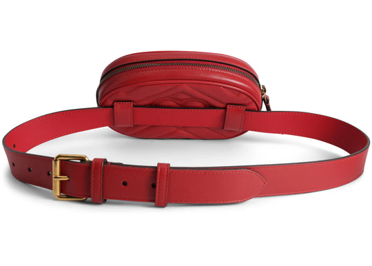 Gucci GG Marmont Belt Bag Matelasse Hibiscus Red